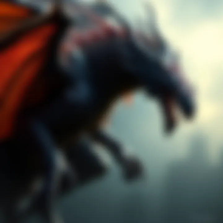 Eruzerion Monster Concept Art Comparison of Eruzerion's initial monster design and final version, showing dragon and bat features.