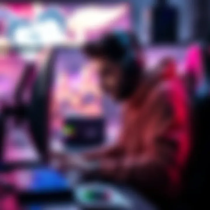 Esfand focused on his gaming setup, considering his next move amid changing viewership trends on Twitch.