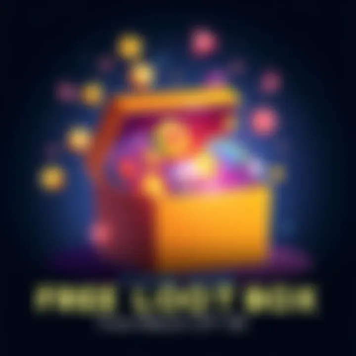 Colorful illustration of an open loot box with various gaming rewards inside, symbolizing the free Esports Loot Box promotion from March 27-30.