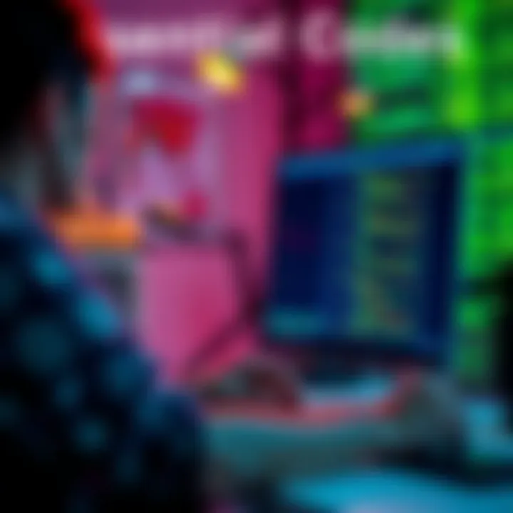 Essential Codes A person using a computer with highlighted text displaying crucial codes for performance improvement.