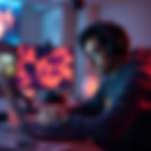 EternalEnvy examining Khezu's YouTube videos on a laptop, showcasing different gameplay styles