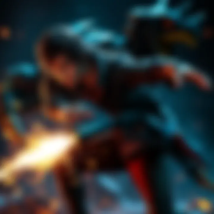 Ethan Winters, a character in a video game, fights against a monster in a dark setting, showcasing intense gameplay.