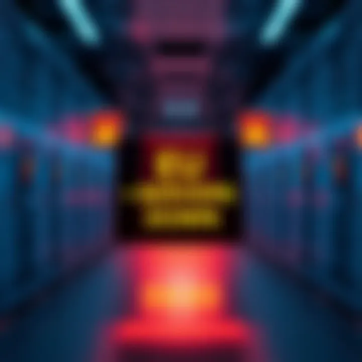 EU servers down Graphic showing a server room with warning signs indicating EU servers are down, representing player frustrations