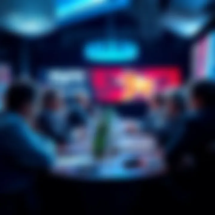 Representatives of European game publishers discuss proposals limiting developer choices in a conference setting.