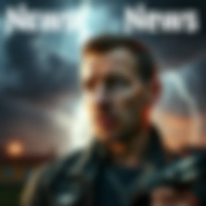 A European man looks frustrated while trying to secure Sanphook Blueprints during an electromagnetic storm, with dark clouds and lightning in the background.