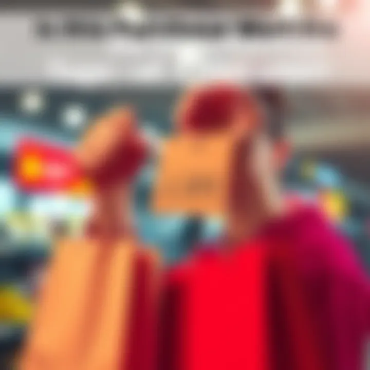 Evaluating a Purchase A person holding a shopping bag with a price tag showing 1,100 USD while pondering the purchase decision.