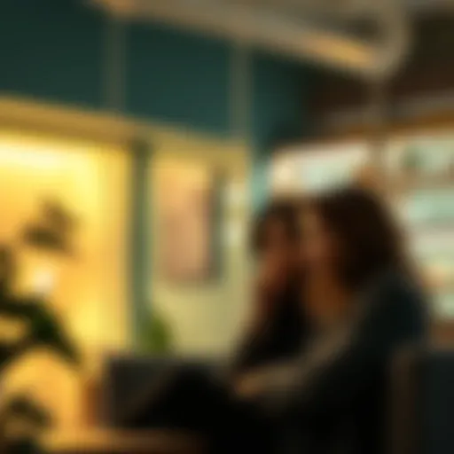 Eveline and Emily Reflecting on Massimo Eveline and Emily discussing Massimo's influence, captured in a cozy setting with thoughtful expressions