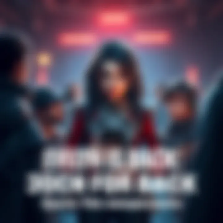 A character resembling Evelyn appears in a game setting, surrounded by curious players discussing her reappearance.