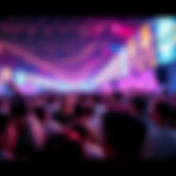 Crowd enjoying the exciting highlights of the event, with colorful decorations and lively atmosphere