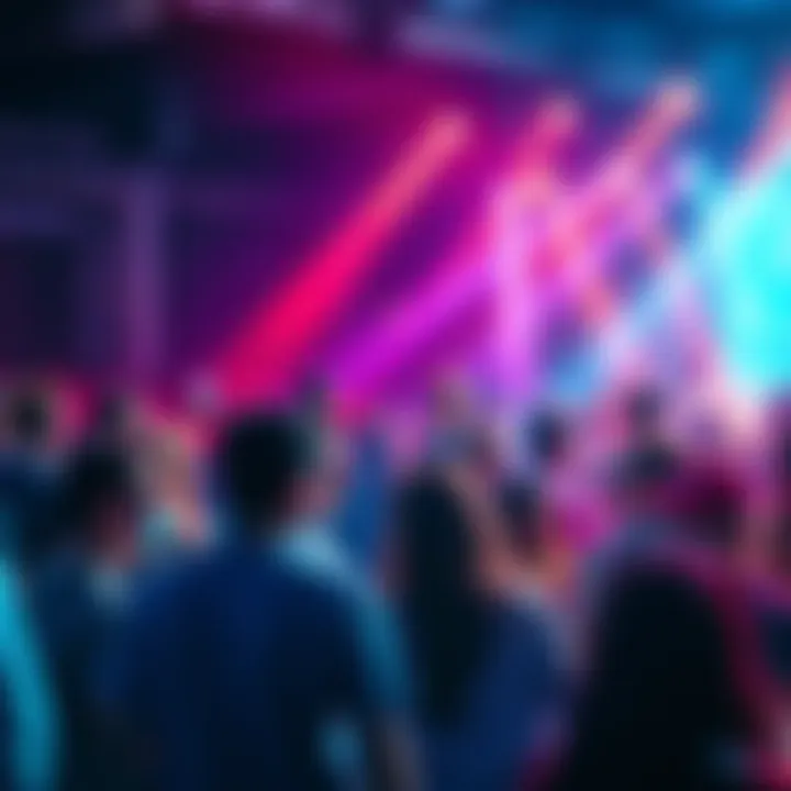 A lively gathering of people engaged in fun activities and socializing at an event