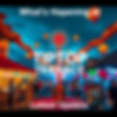 People enjoying various activities and events at Tiptop Terrace with vibrant decorations and a community atmosphere