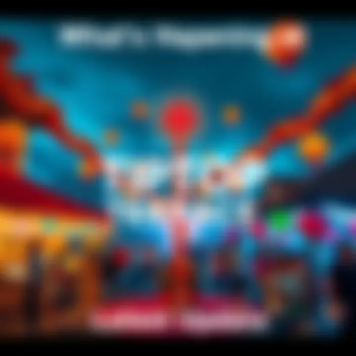 People enjoying various activities and events at Tiptop Terrace with vibrant decorations and a community atmosphere