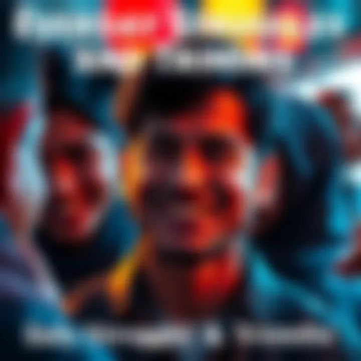 A person experiencing a mix of emotions, smiling and frowning, symbolizing daily challenges and victories, connecting with others around them.