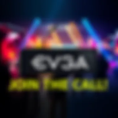 A graphic showing the EVGA logo with a background of gaming graphics and a call for community support for GPU production