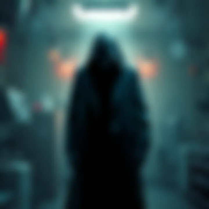 A sinister figure draped in a dark lab coat, surrounded by eerie medical equipment, symbolizing Dr. Hendrick Joliet Easterman's horrific experiments.