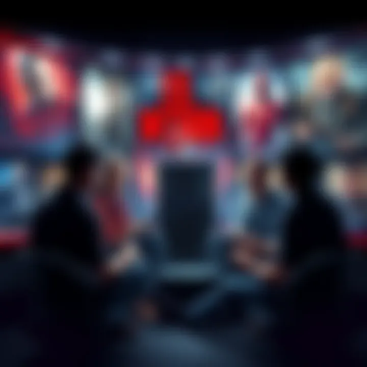 A group of gamers discussing the potential for Evil Within 3, surrounded by gaming posters and consoles