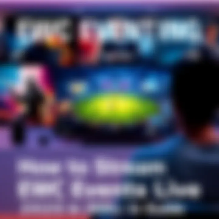A person watching EWC events on a TV with gaming posters in the background, showing popular games like CS:GO, COD, and LoL.