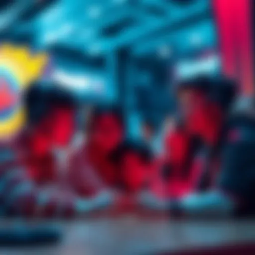A group of gamers discussing the mispronounced line in the E WC ad before the Champs event