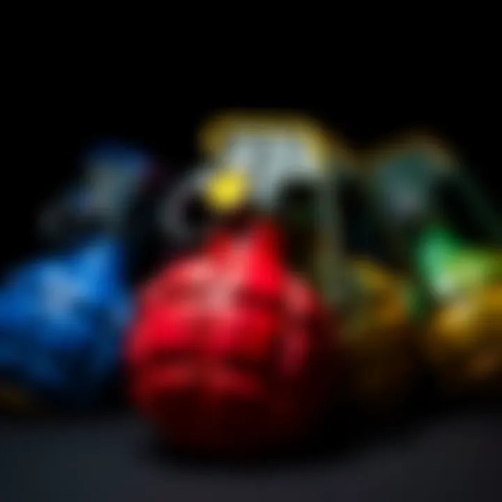 A close-up of EX Grenades, showcasing their unique design and colors, set against a dark background