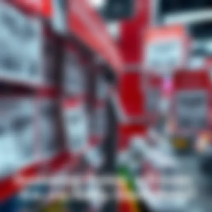 A close-up of various price tags displayed on products in a store, showcasing different discounts and offers to illustrate current market trends.