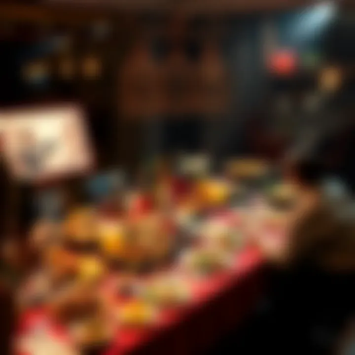 A lavish table filled with excess food and drinks representing overindulgence in modern society