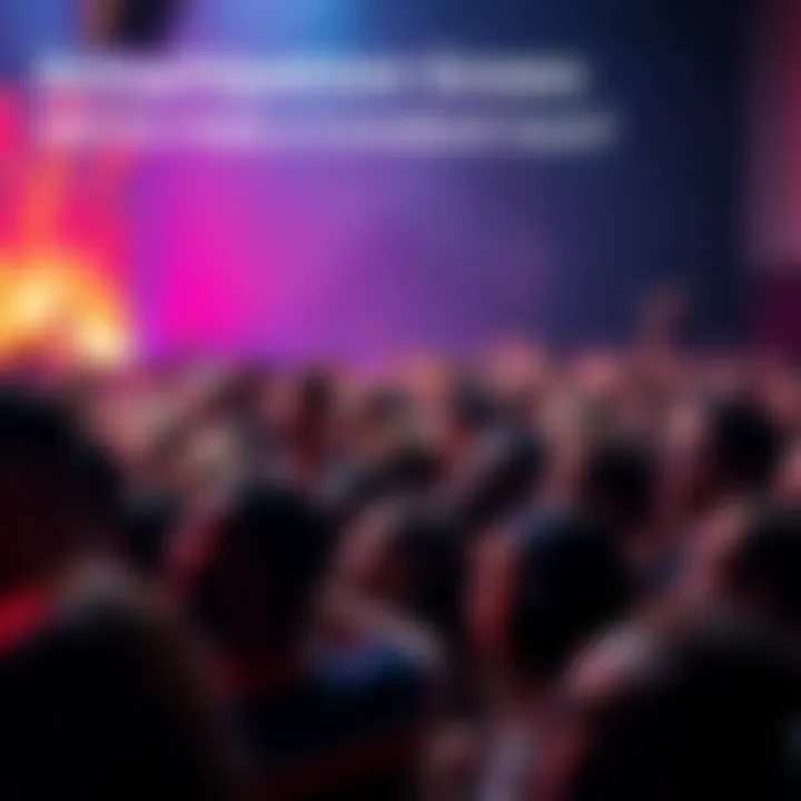 A diverse group of people eagerly looking at a stage, anticipating a significant announcement about a possible comeback