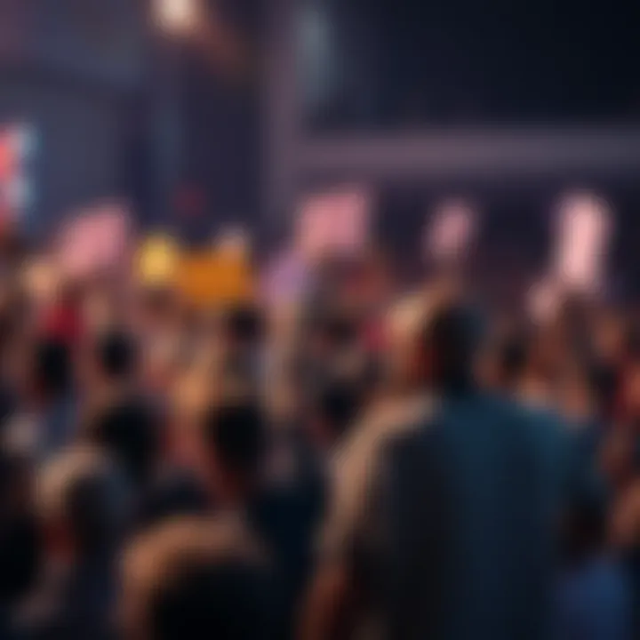 Excited Crowd Anticipating a Return A lively crowd of fans waiting eagerly for a prominent figure's return, holding signs and cheering in excitement.