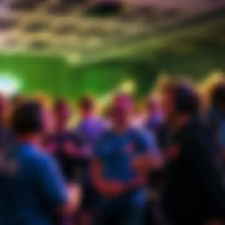 A group of enthusiastic fans discussing their favorite Prime roster candidates at a gaming event.