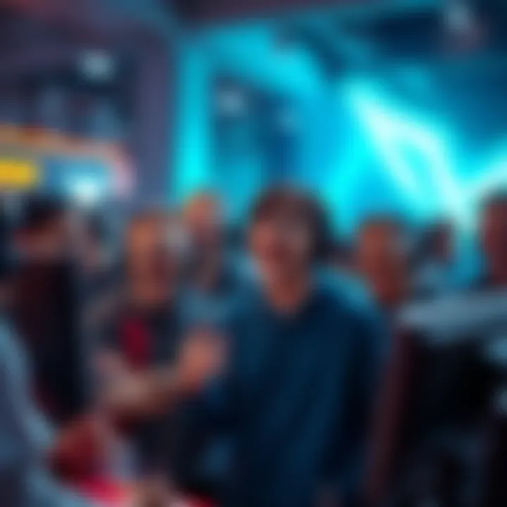 A group of gamers eagerly discussing the latest skin release in a gaming forum, showing excitement and anticipation