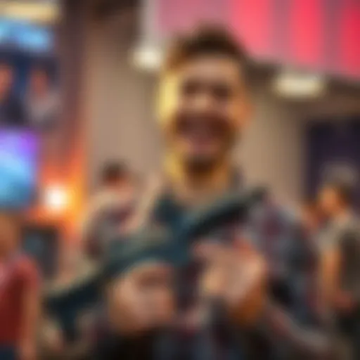 A happy person holding the P416 Micteca, showcasing their excitement about the new acquisition