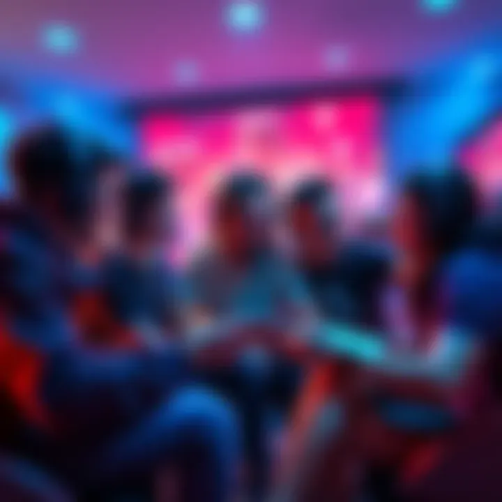 Group of gamers discussing a new game set in Scotland, showcasing excitement and diverse opinions on protagonist accents and narrative