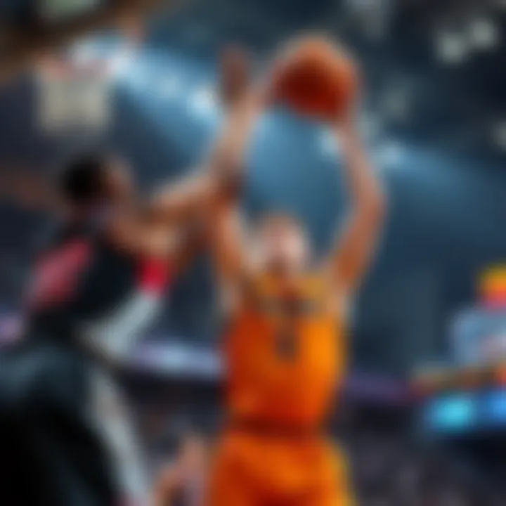 Exciting Basketball Assist A basketball player making an impressive assist during a game, setting up a teammate for a slam dunk.