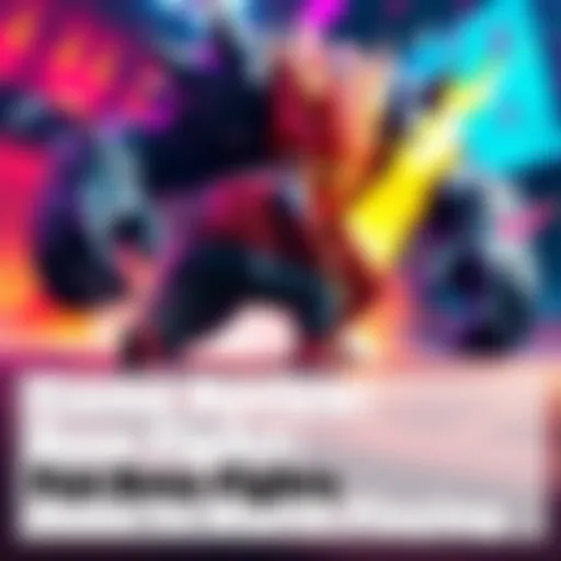 A character battles a large, menacing boss in a vibrant game setting with engaging music notes around them