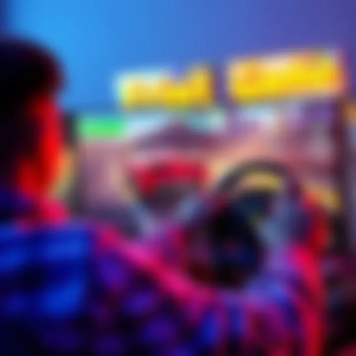 A player enjoying a thrilling driving game on a computer screen with vibrant graphics