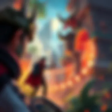 A thrilling quest scene with a hero character facing a challenging enemy in a vibrant game world.