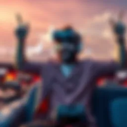 A gamer celebrating new opportunities without PS Plus membership, with gaming consoles and digital games in the background.