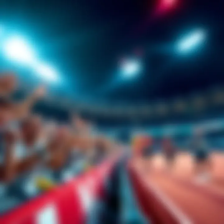 Exciting Speed Blitz Event A crowd cheers in excitement during a speed blitz event at the stadium, with athletes racing in the background.