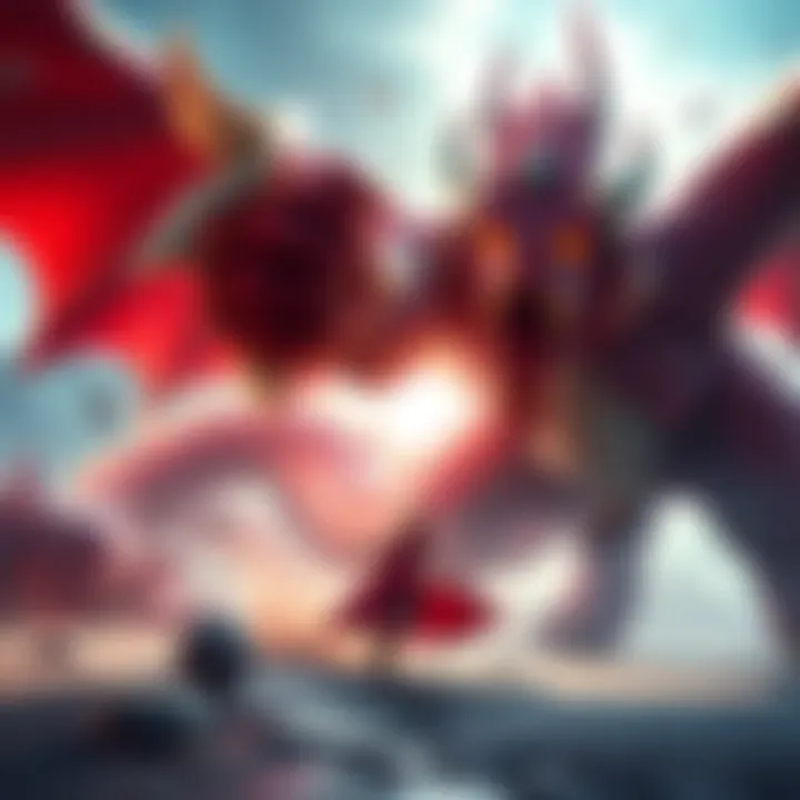 A character faces a large dragon-like boss in a vibrant game environment, showcasing action and simple controls.