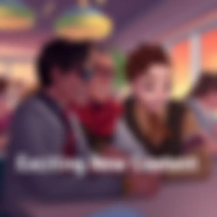 Enthusiastic characters engaging in lively discussions, representing new lore from Season 4