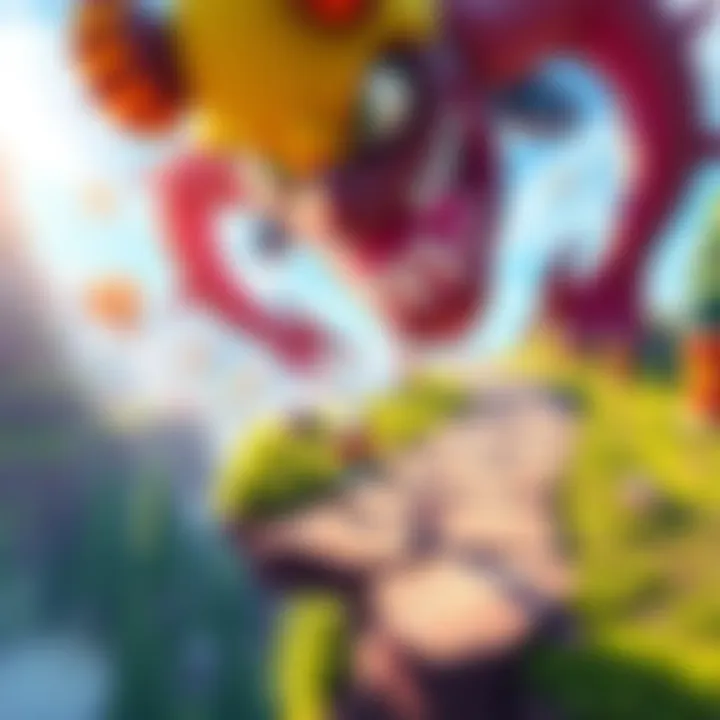 Exciting Chase Level in Platformer A colorful scene from a platformer game with a character running from a giant enemy in a vibrant landscape.