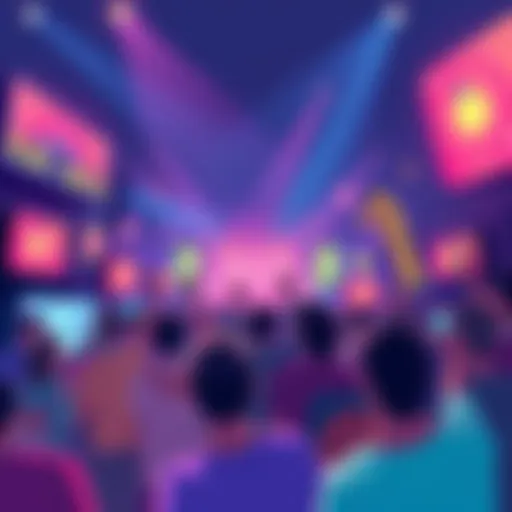Colorful illustration showing various events happening in 2025, including concerts, sports, and conventions, with excited fans in the foreground.