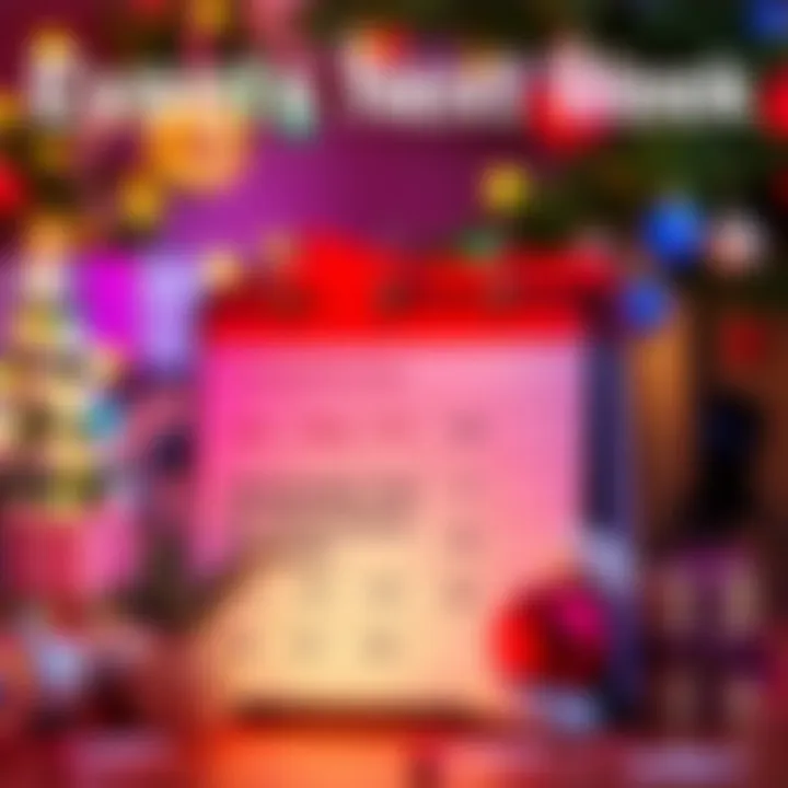 Colorful calendar with event markers and festive decorations, representing upcoming events and updates next week.