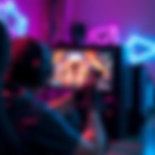 Exciting FPS Gameplay A player immersed in a first-person shooter game on a gaming PC, with graphics showcasing intense action scenes.