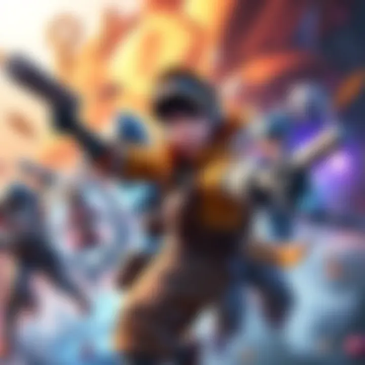 Exciting Game Characters in Action A dynamic scene featuring game characters engaged in intense action, showcasing their unique abilities in a vibrant game environment.