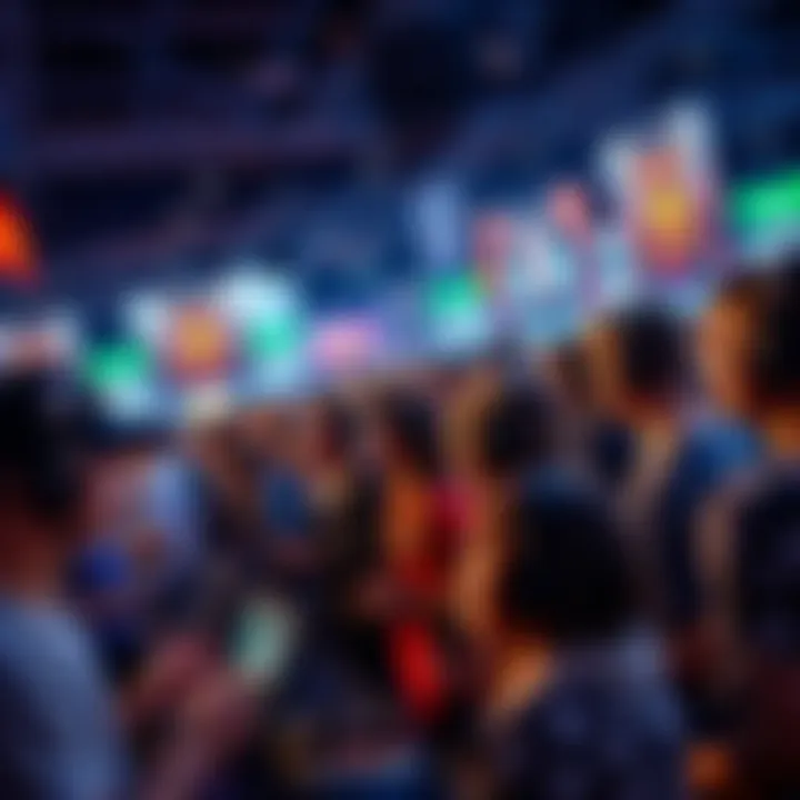 A group of gamers gathered at a gaming convention, showcasing new game releases and playing together.