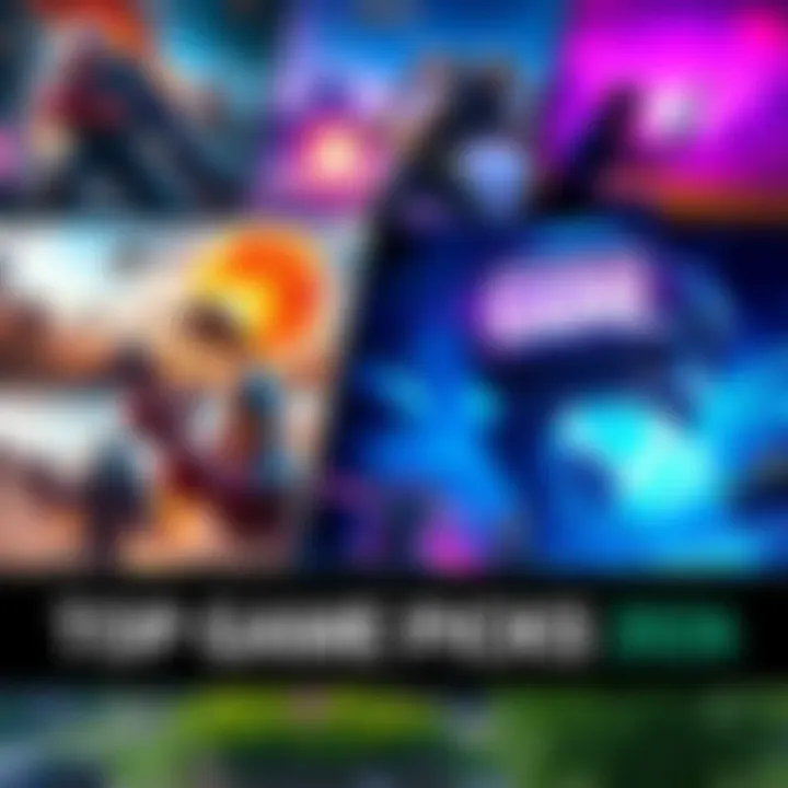 A collage of screenshots showcasing upcoming games with vibrant graphics and action-packed scenes