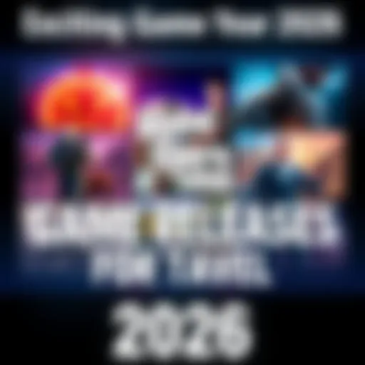 A collage of game covers including Halloween, Gears of War, and GTA6, showcasing the upcoming titles for 2026.
