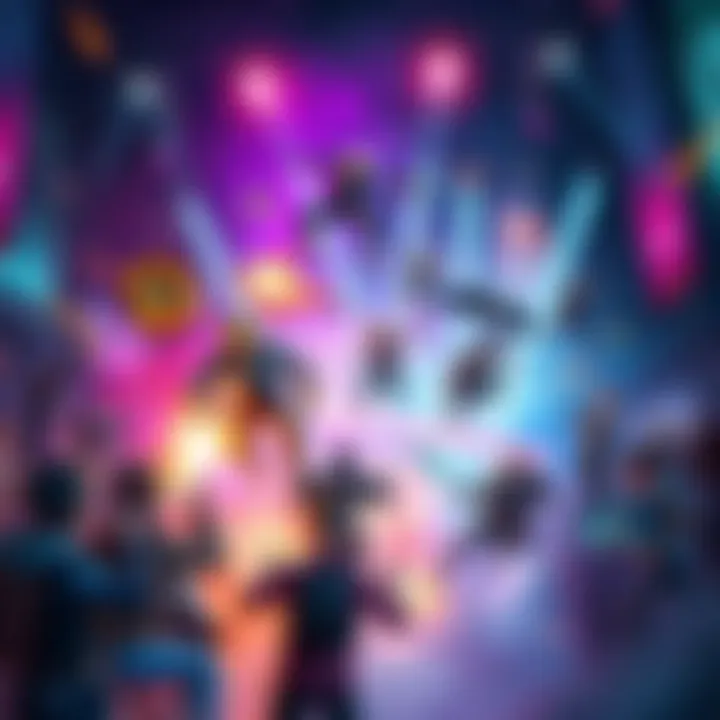 A vibrant scene showcasing characters from Gravity Circuit and RePulse-X in an intense gaming battle, surrounded by cheering fans and Twitch banners.