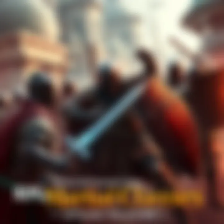Exciting RPG Martial Class Action A tabletop RPG scene showing a group of players in medieval fantasy attire, engaged in a thrilling combat scenario featuring a warrior with a sword and shield, enhancing martial classes for more fun.