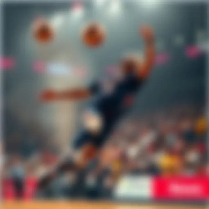 A player performing a dynamic move during a game, showcasing talent and skill, with spectators cheering in the background.